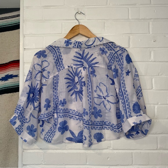 Live 4 Truth Blue Sun and Moon Print Top NWT Cropped Boxy Fit Medium Celestial - Picture 4 of 9